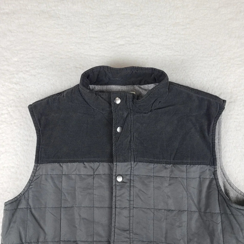 Marine Layer Sweater Vest Mens Large Dark Gray Full Zip Quilted Puffer‎ Jacket